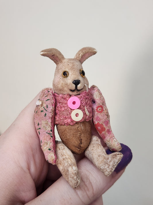 Raggy Rabbit (with figurine head given glass eyes)