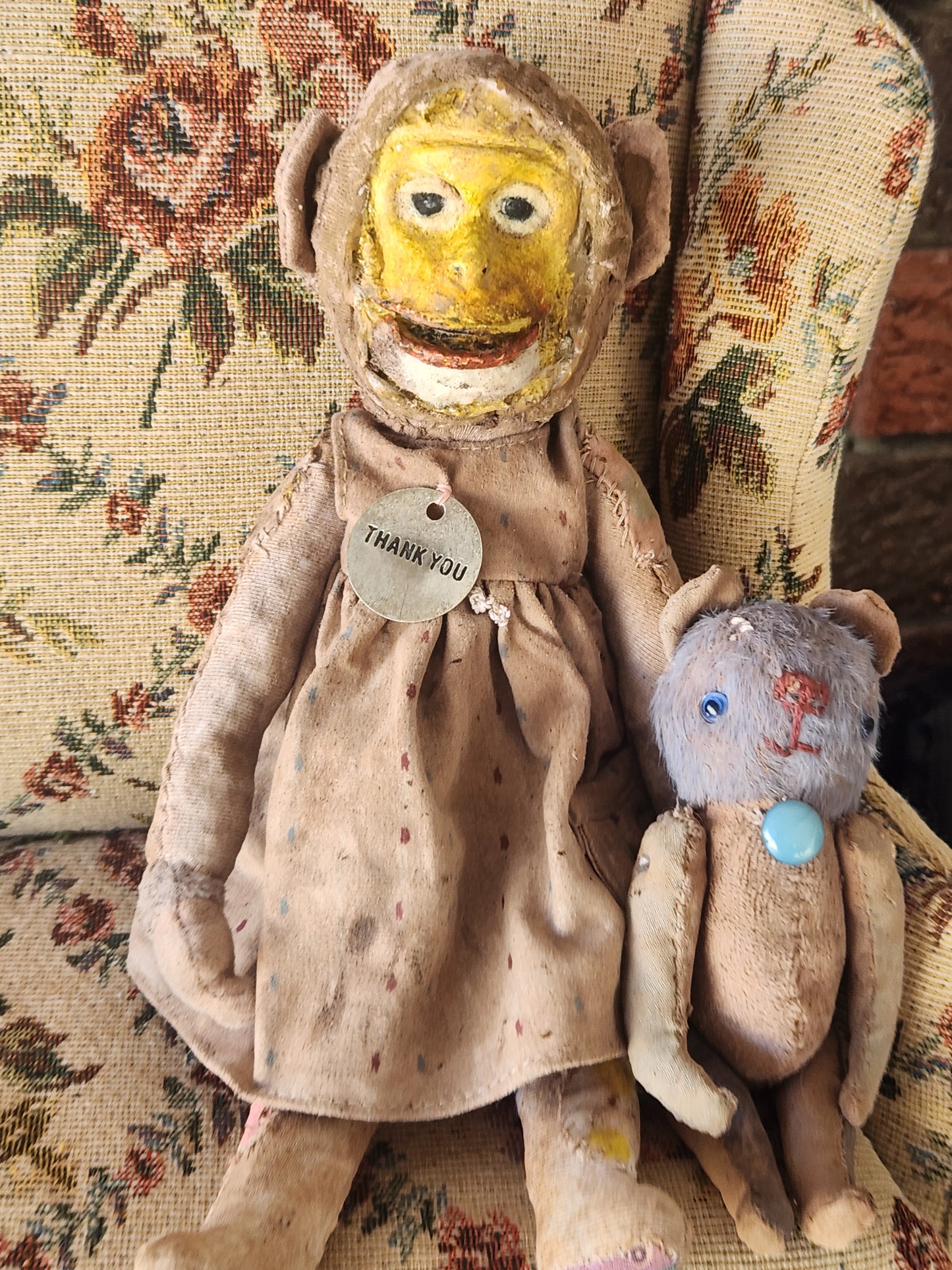 Raggy Monkey, face sculptured from a mould I cast and painted