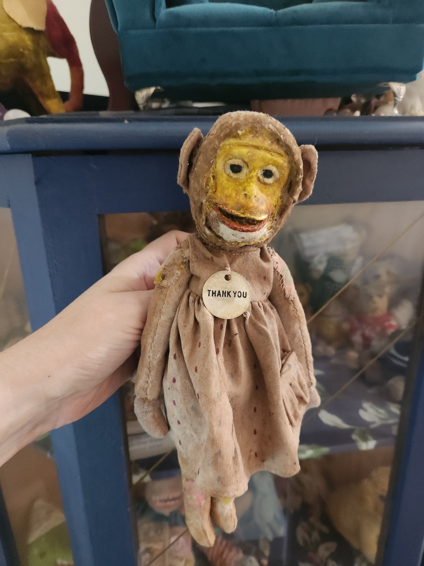 Raggy Monkey, face sculptured from a mould I cast and painted