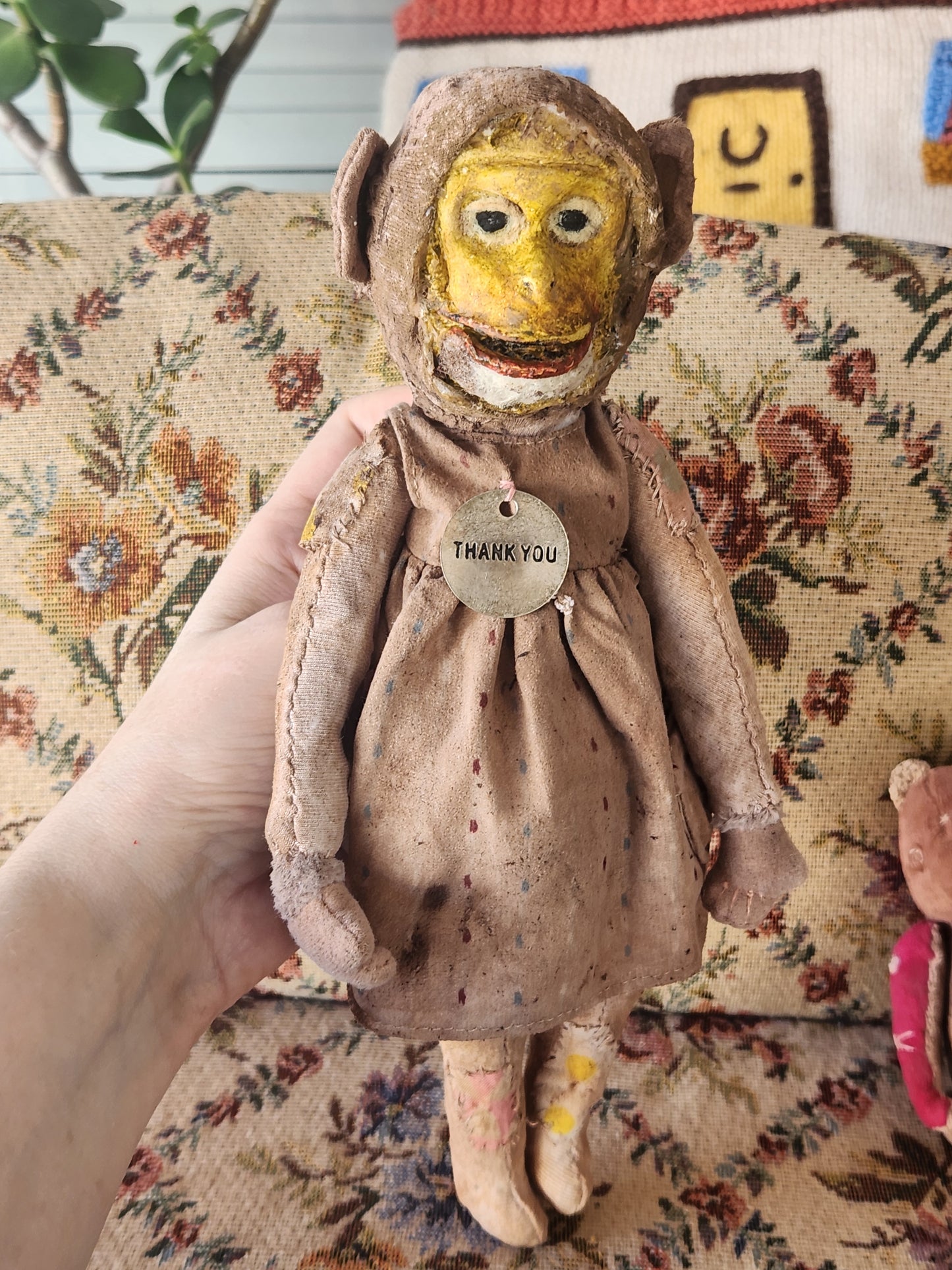 Raggy Monkey, face sculptured from a mould I cast and painted